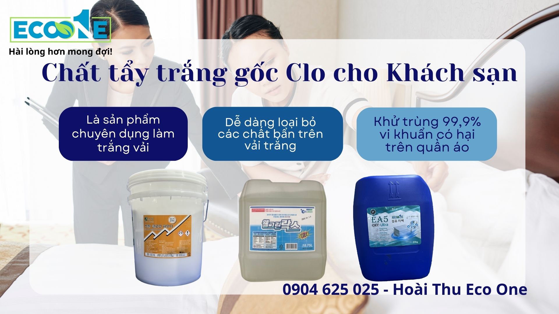 Chất tẩy trắng gốc Clo cho đồ vỉa khách sạn, xử lý tình trạng vải bị ố vàng